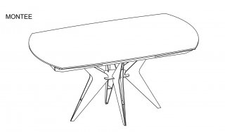 Table de repas extensible BOOMERANG 160/228 x  95 cm plateau céramique pied acier inoxydable
