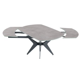Table de repas extensible BOOMERANG 160/228 x  95 cm plateau céramique ciment pied acier noir
