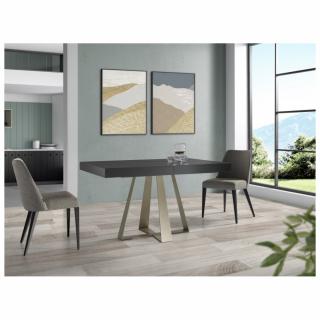 Table repas extensible CROSS 10 couverts 160/254x90cm pied métal plateau céramique noir