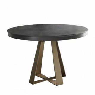 Table repas extensible DELIA 10 couverts 120/185x120cm pied métal bronze plateau céramique gris