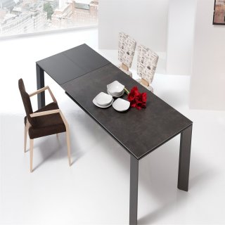 Table repas extensible ECO 12 couverts 200/270x100cm pieds noirs plateau céramique vulcano 