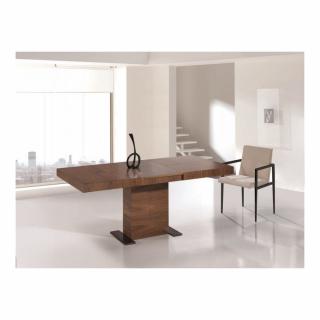 Table repas extensible INTEMPO 10 couverts 160/254x90cm pied bois plateau noyer