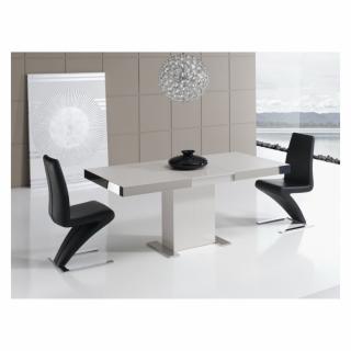 Table repas extensible INTEMPO 8 couverts 135/229x90cm pied blanc plateau céramique hidra