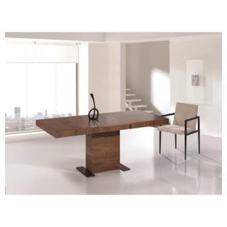 Table repas extensible INTEMPO 8 couverts 135/229x90cm pied bois plateau noyer