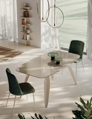 Table Repas Extensible 10 couverts NEBULA GLASS 170/250 cm structure métallique plateau verre