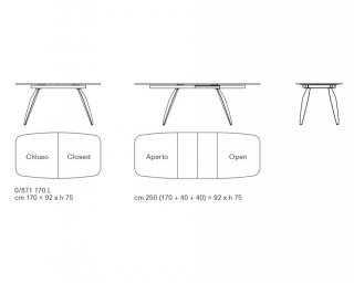Table Repas Extensible 10 couverts NEBULA GLASS 170/250 cm structure métallique plateau verre