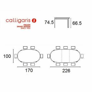 CALLIGARIS Table repas extensible ovale REGENCY  170x100 wengé 