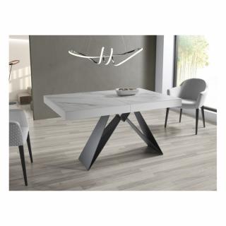 Table repas extensible STATO 8 couverts 135/229x90cm pied métal noir plateau céramique blanc