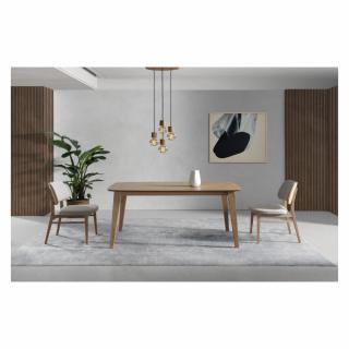 Table repas extensible TONNE 8 couverts 160/230x94cm pieds bois clair plateau chêne noueux