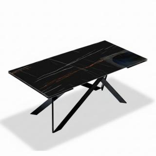 Table Repas Extensible 6 à 10 couverts VERTIGO 160/240 cm structure métallique plateau verre/céramique