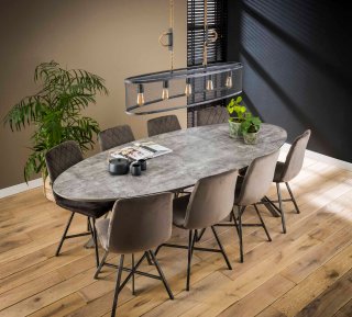Table à manger OVALE 240 cm en béton effet 3D