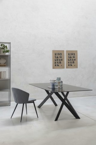 Table Repas 8 couverts VERTIGO 200 cm structure métallique plateau rectangulaire