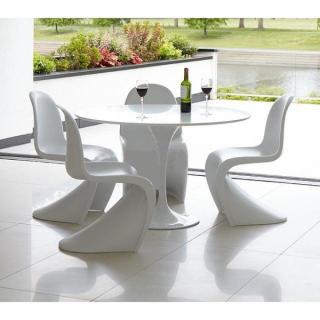 Table ronde de repas design TULIPE laquée blanc 120 cm.
