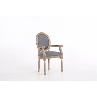 Fauteuil médaillon VERSAILLES style louis XVI lin gris et chêne gris