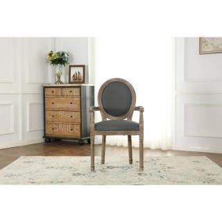 Fauteuil médaillon VERSAILLES style louis XVI lin gris et chêne gris