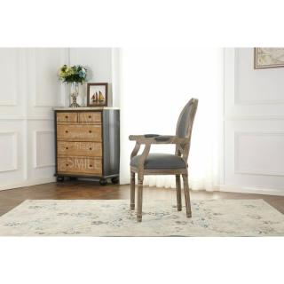 Fauteuil médaillon VERSAILLES style louis XVI lin gris et chêne gris