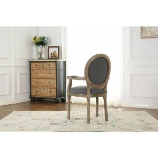 Fauteuil médaillon VERSAILLES style louis XVI lin gris et chêne gris