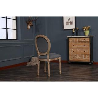 Fauteuil médaillon VERSAILLES style louis XVI lin gris et chêne gris